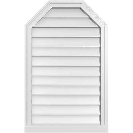 Ekena Millwork Octagonal Top Surface Mount PVC Gable Vent w/ 2"W x 2"P Brickmould Sill Frame, 24"W x 38"H GVPOT24X3803SN